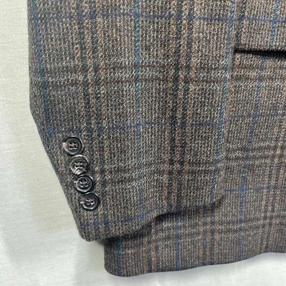 Lauren Ralph Lauren Blazer Mens 44R Brown Blue Plaid Wool Sport Coat Jacket - Picture 3 of 16